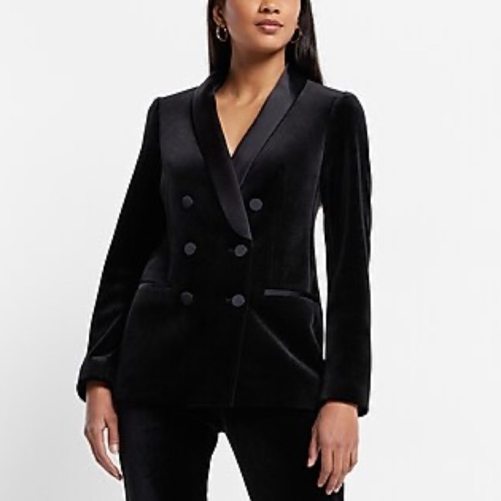 COORD SET - NWT - EXPRESS - VELVET DOUBLE BREASTED TUXEDO BLAZER W/MATCHING PANT